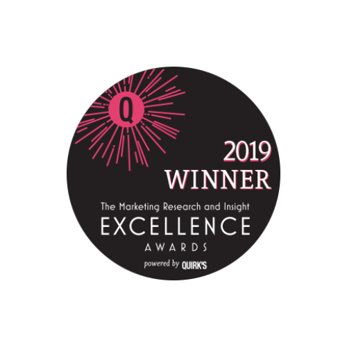 2019 Winner badge for the Marketing Research and Insight Excellence Awards by Quirk's.