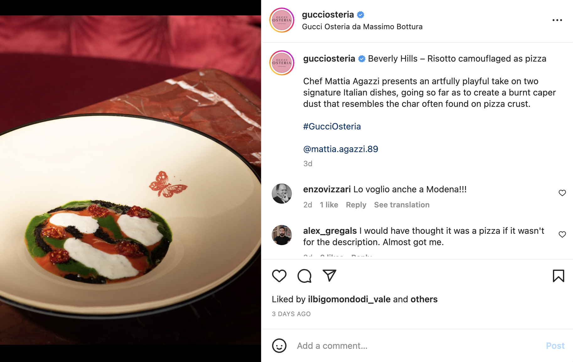 Copywriting for Gucci Osteria Instagram