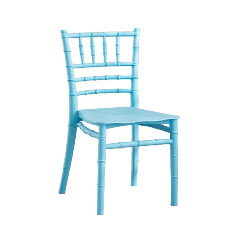 Light blue wooden chair with a lattice backrest and a flat seat.