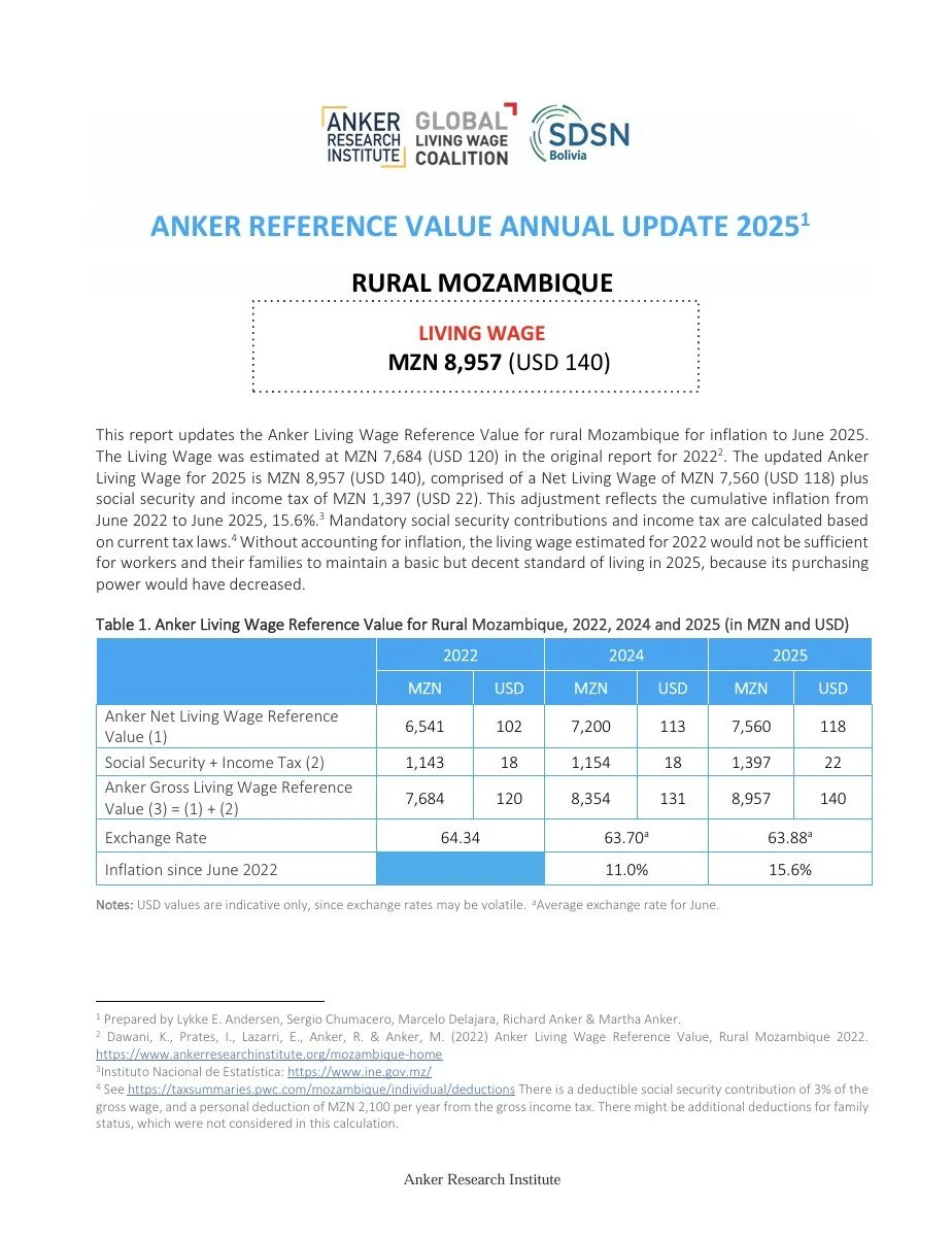 Mozambique (Rural) - Living Wage RV Update Report 2025