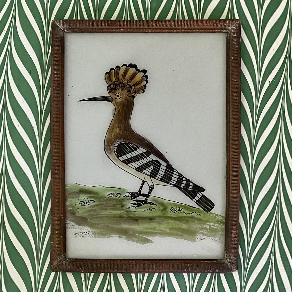 A Glass Painting of a Hoopoe Bird