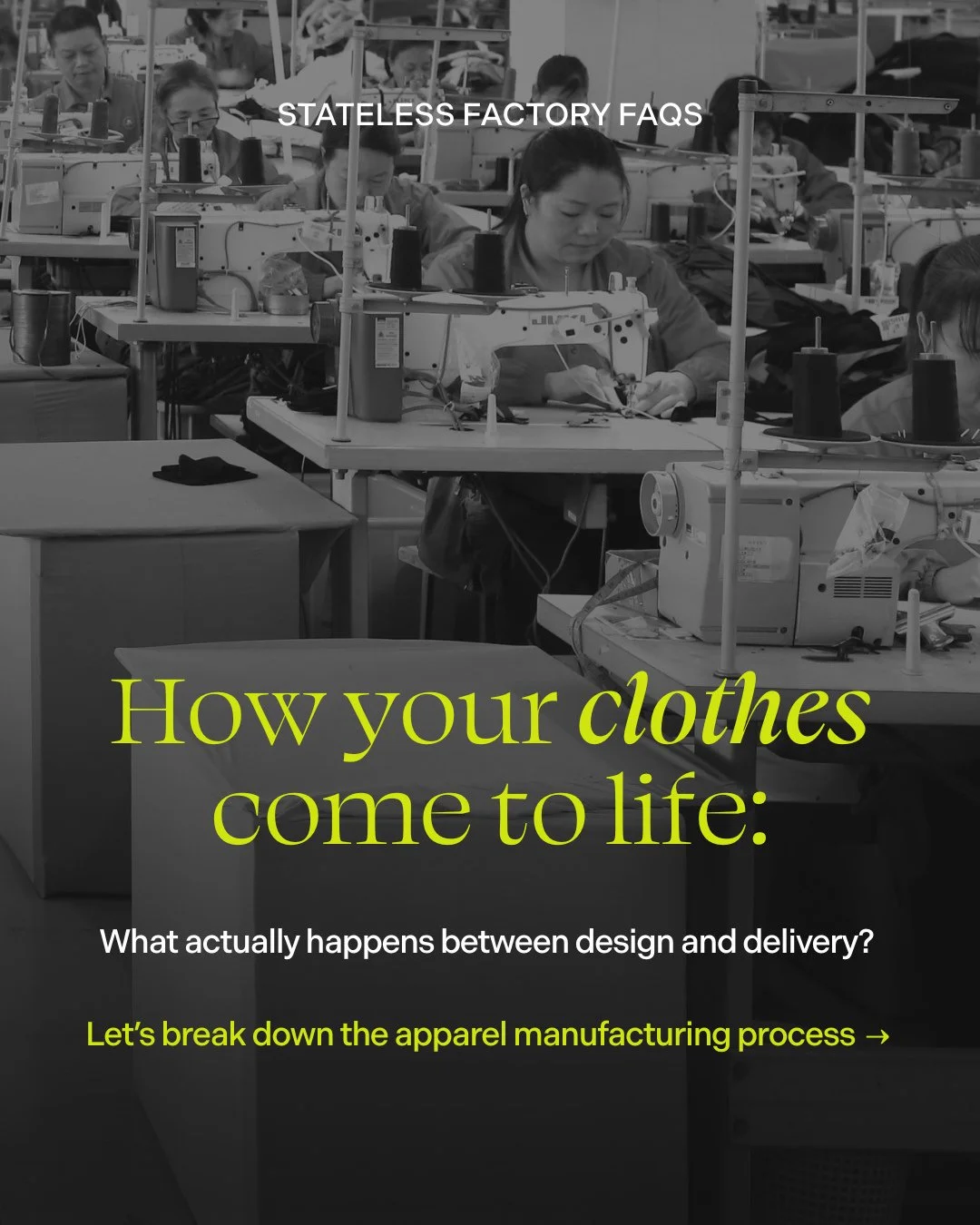 Meet the Stateless Factory 🧵 A low MOQ clothing manufacturer blending expertise in wovens and knits with ethical practices and seamless service.⁠
⁠
Our NYC-based management team is your point of contact through every step of the apparel manufacturin