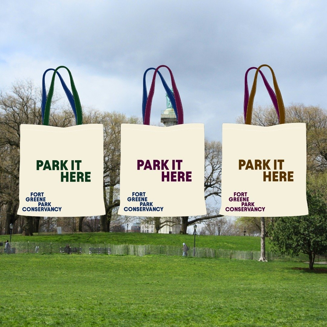 Support Fort Greene Park by purchasing one of our PARK IT HERE tote bags (link in bio)! Made from natural, renewable, and biodegradable materials, these reusable canvas totes are an excellent choice for those looking to reduce your carbon footprint w