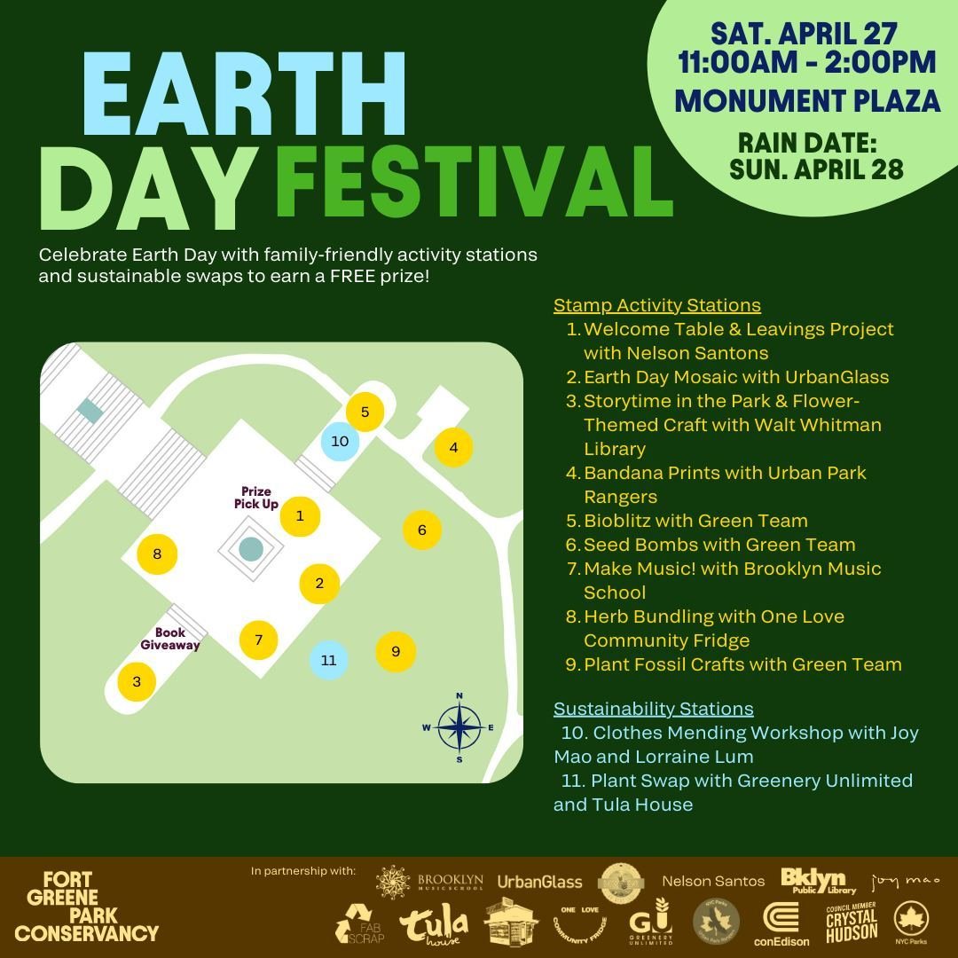 There are SO many fun activities happening tomorrow at the Monument Plaza! Join us at our sustainability and activity stations this Earth Day Festival, Saturday, April 22nd from 11am to 2pm to participate in all the FREE festivities. Participants wil