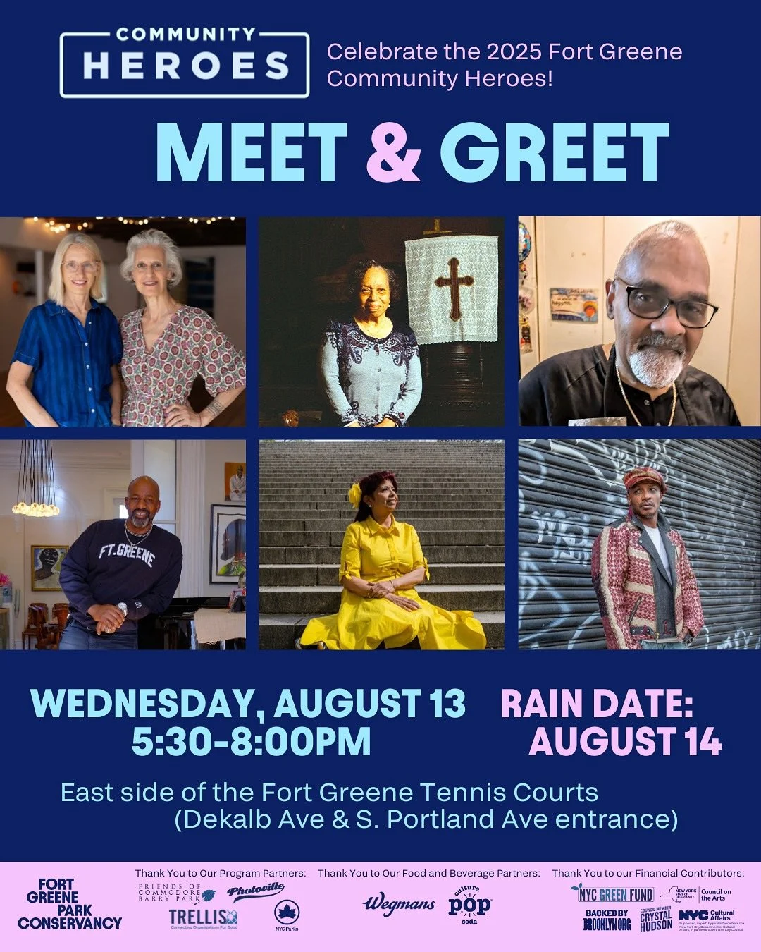 📣 Save the date for a Meet and Greet with this year&rsquo;s Fort Greene Community Heroes on August 13 (Rain Date: August 14) from 5:30-8:00pm! 

Highlighting six Fort Greene locals a year, we work with young artists to write and photograph profiles 
