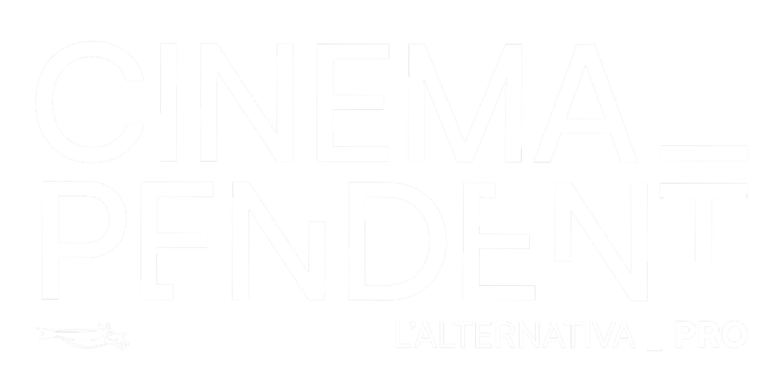 Black poster with white text reading 'CINEMA DE PENDANT L'ALTERNATIVA_PRO' and a small illustration of a fish at the bottom left corner.