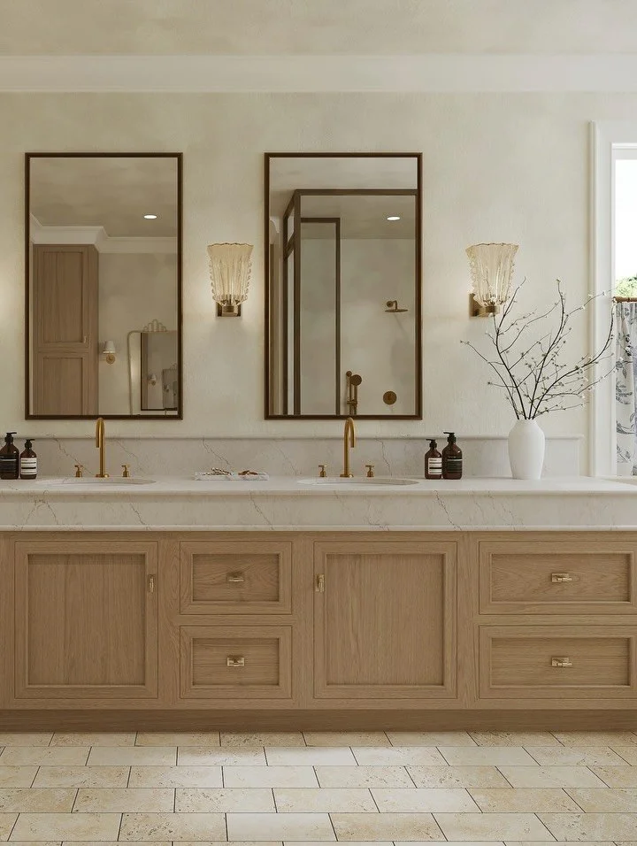 Swipe to see how this bathroom went from an initial idea to the finished space.

The inspiration boards and final photographs are the pretty parts&mdash;but so much of design happens in between.

An inspiration board establishes the feeling. The floo
