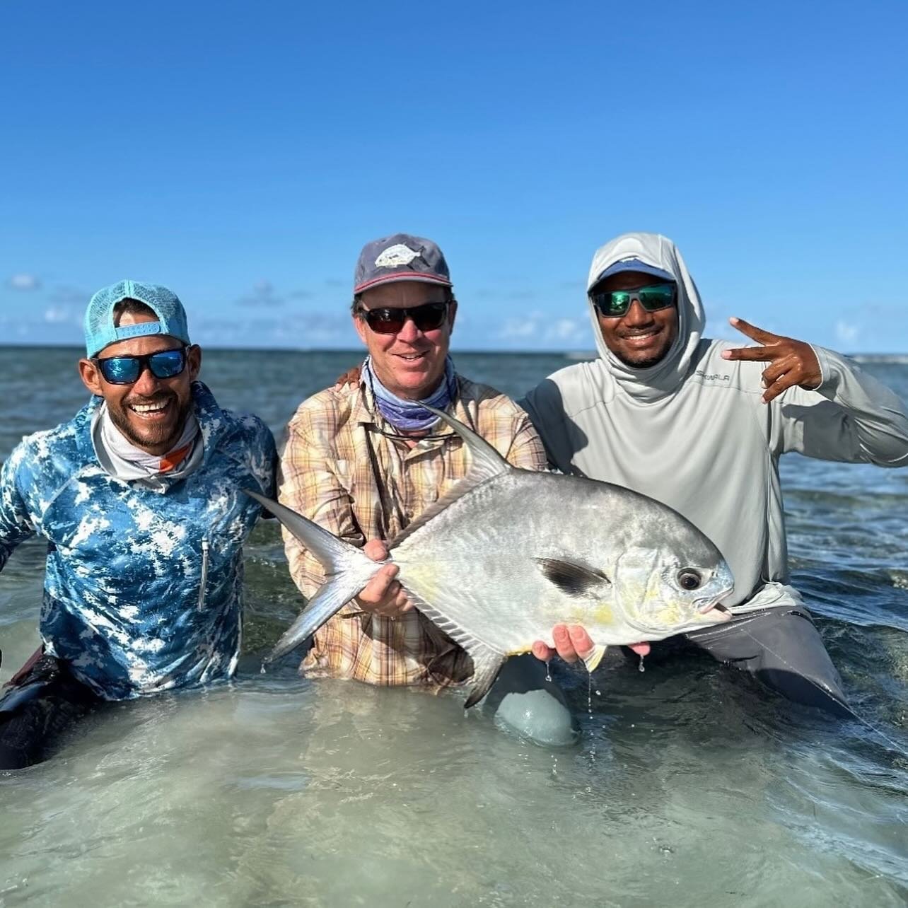 @nickpricephotography with a gorgeous permit from a recent trip to faraway #flyfishing #permitfishing