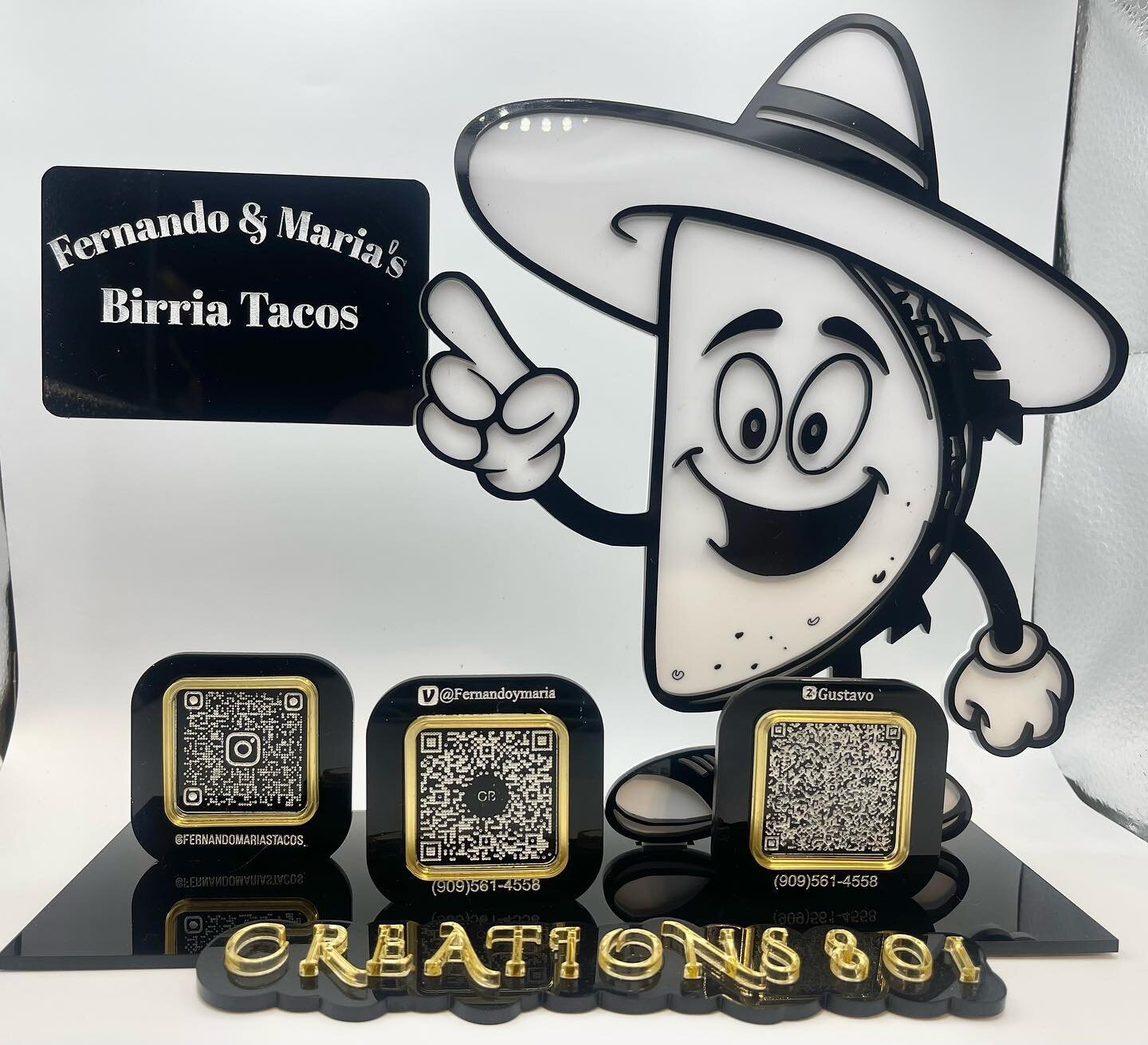 This one was a challenge! But we absolutely loved the result 🥰 you know it&rsquo;ll be a good time when Tacos 🌮 are involved 🔥 thank you @fernandomariastacos_ for trusting us with your sign 🌮 #customqrcode #qrcodesigns #customorder #creations801 
