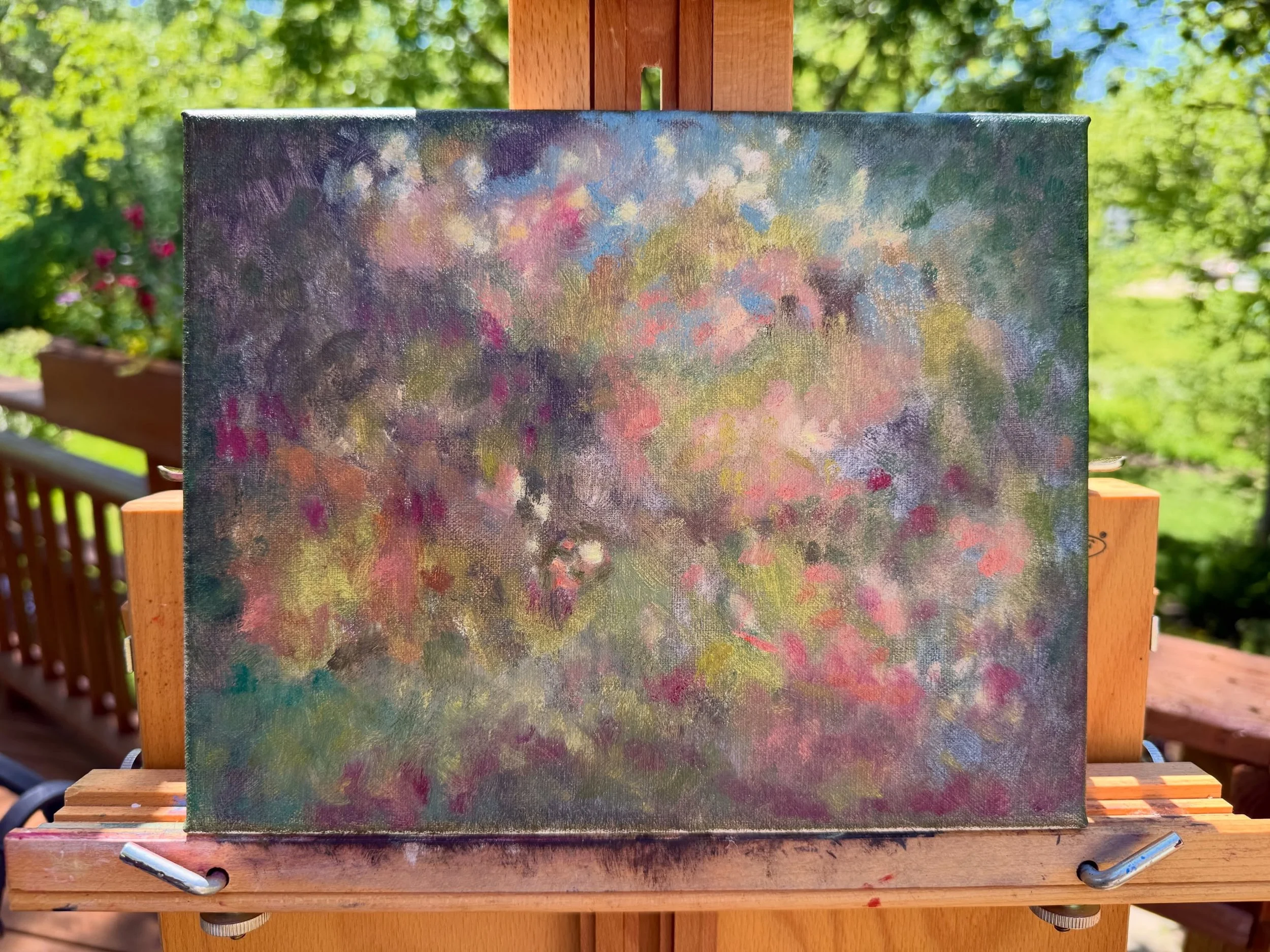 Today was a dream&hellip; I painted and played my original songs in classical guitar mode for the Newark Garden Tour. Thank you @newarkartsalliance for having me. 

#newarkgardentour #newarkartsalliance #gardensofnewark #pleinairpainting #juliewebb