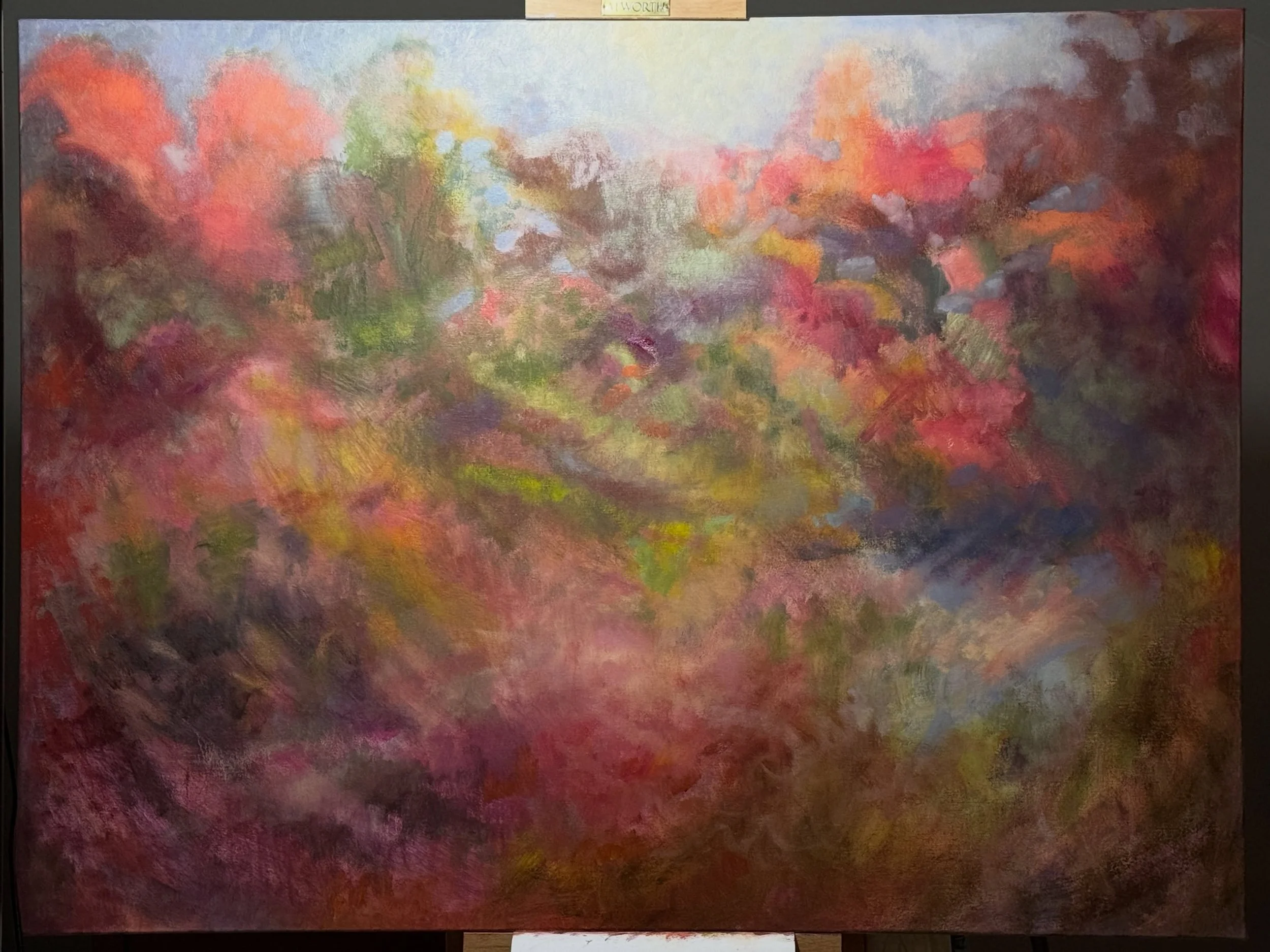 Process of &ldquo;Where He Laid Me No. 3.&rdquo; I&rsquo;m preparing for my solo show at Opera House Gallery, June 26 through July. 

#oiloncanvas #abstractlandscape #oilpainting #nature #juliewebb