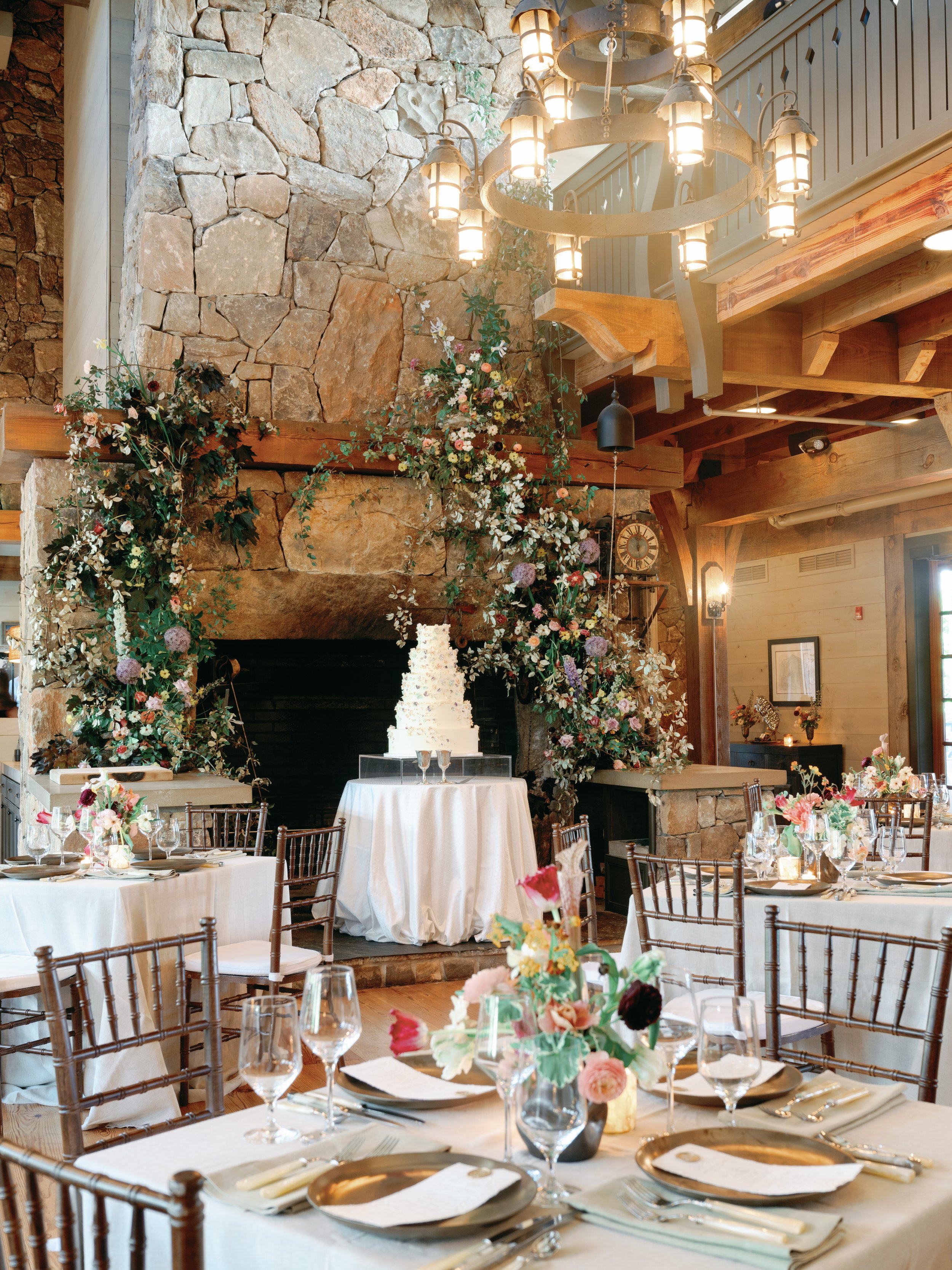 Inside the wedding venue with everything set out for the event