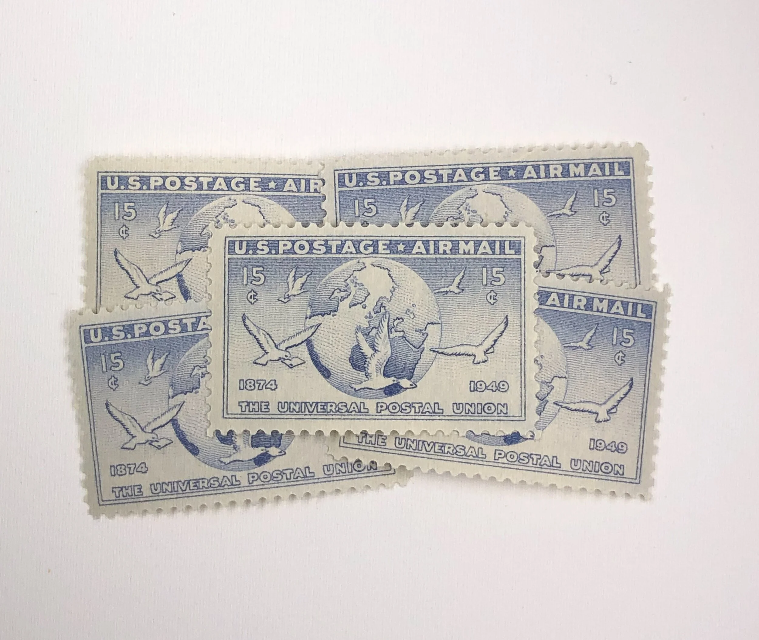 Globe and Doves Stamps (15 Cents Each) — Little Postage House display picture 1