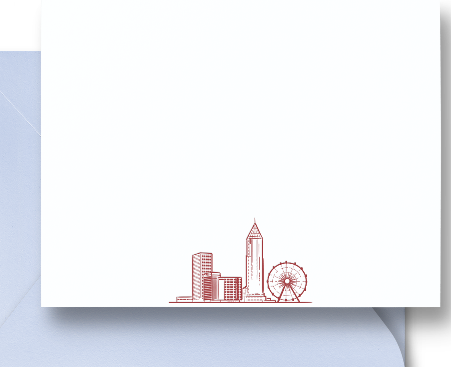 Personalized Foldover Notecard Stationery Set {Ohio State Buckeye Landmarks  - Columbus, Ohio Campus Skyline}