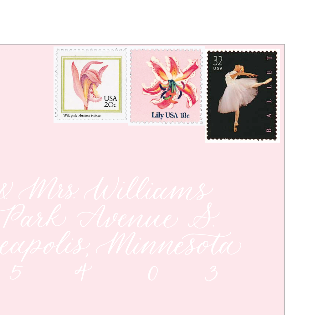 Floral Pink Vintage Unused Postage Stamps for 5 Letters 71 Cents 