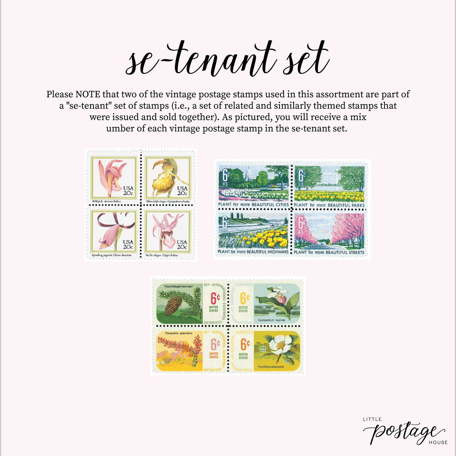 Pink Floral Postage Collection Postage Stamps by Little Postage House