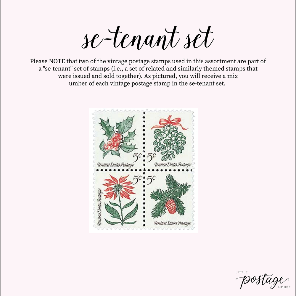70 cents . Christmas Wreath Vintage Postage Stamps . Set of 5 Marketplace  Holiday Postage Stamps by undefined