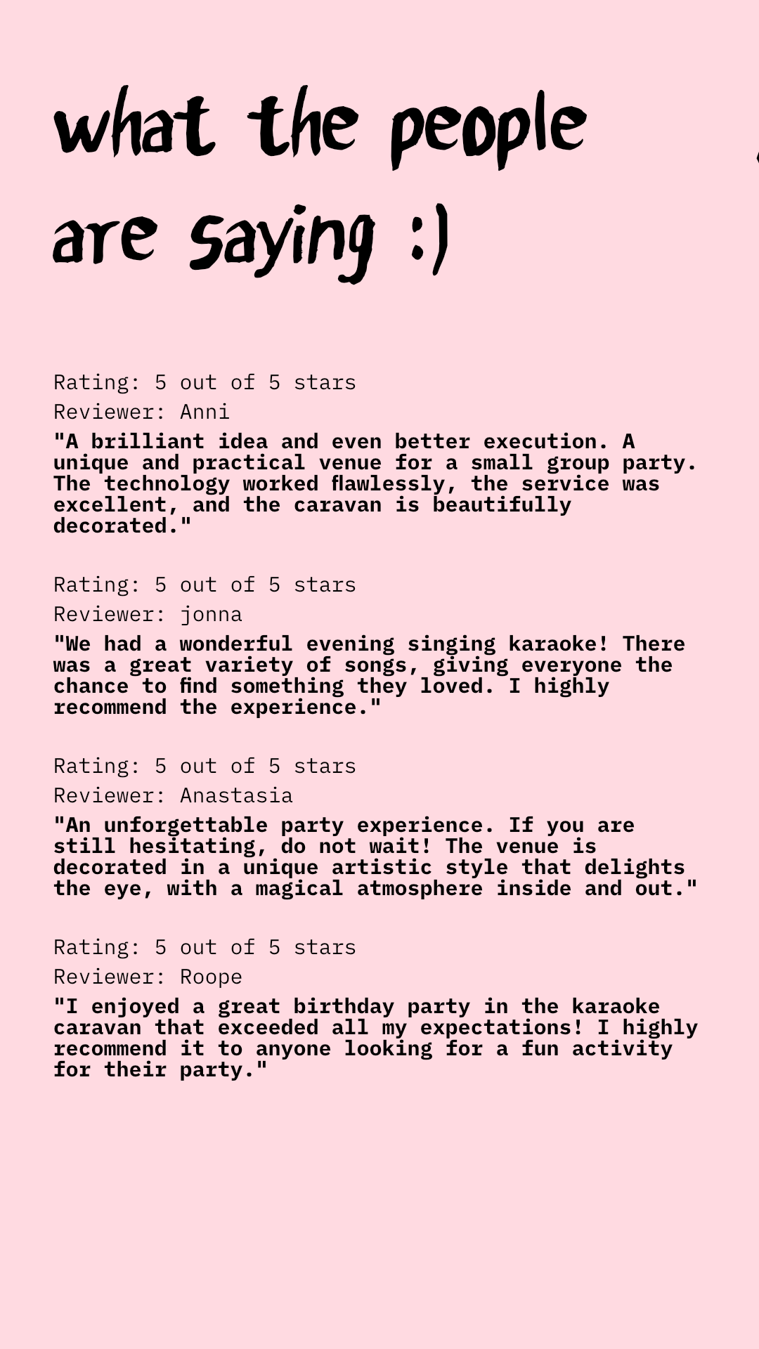 karaoke feedback for our events