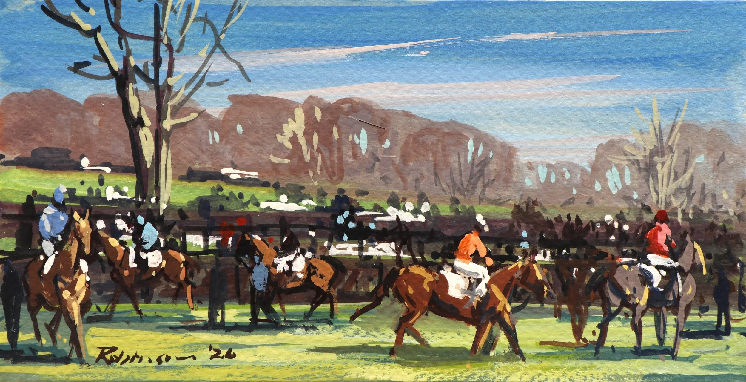 Barely Spring, 4x8, Gouache on Artboard — $600