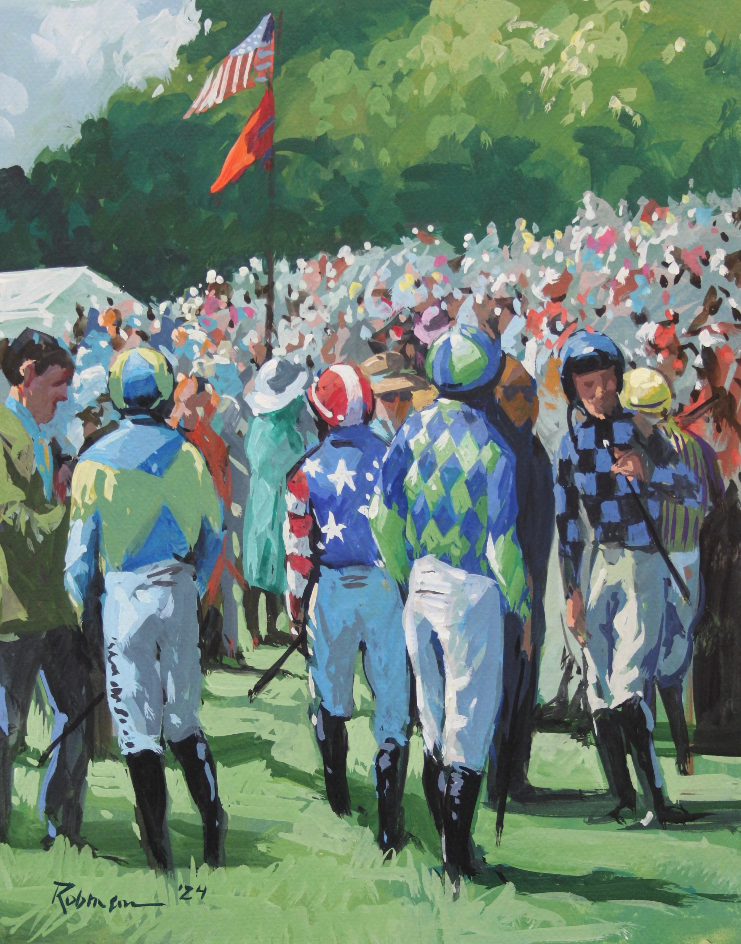 Check and Diamonds, 16x12, Gouache