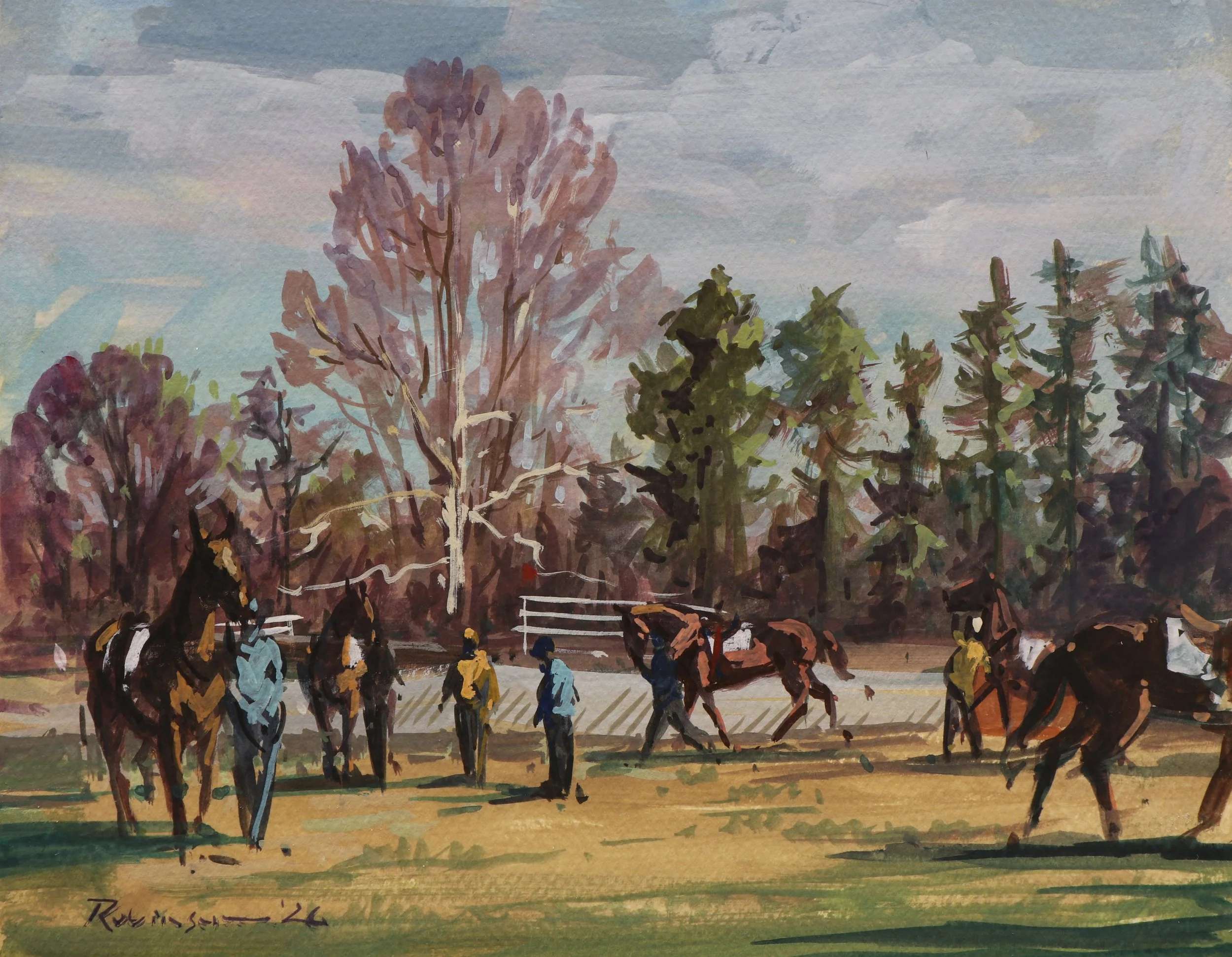 Warrenton Paddock, 8x10, Gouache on Artboard — $800