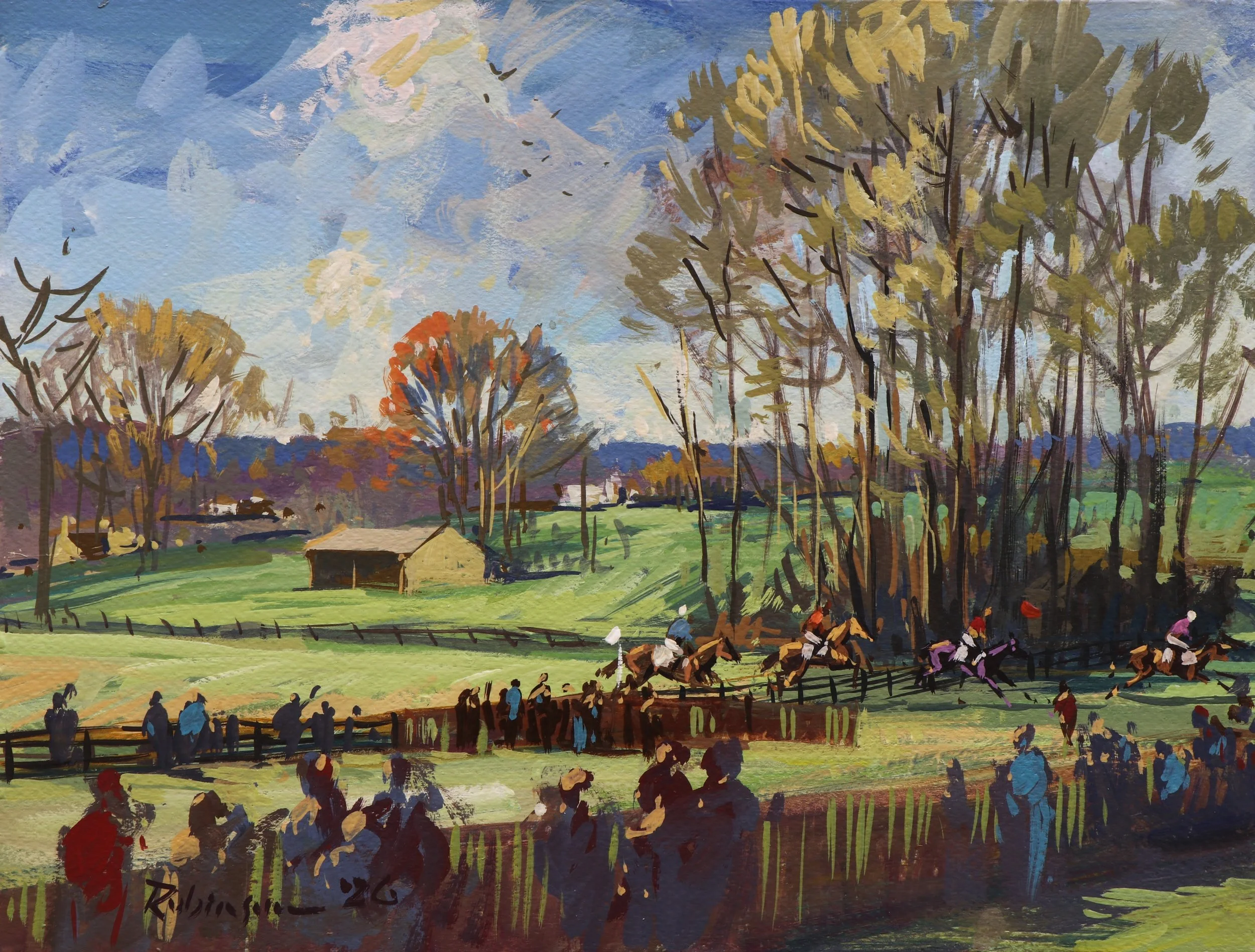 Cheers at the Last, 9x12, Gouache on Artboard — $1050