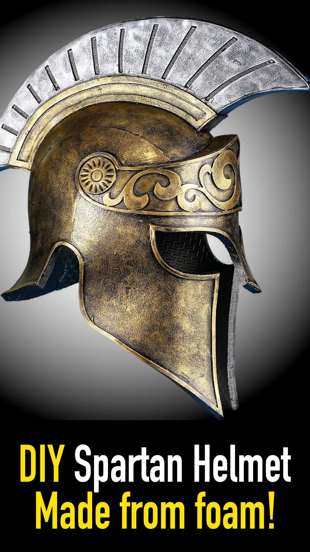 Vertical image of finished Spartan Helmet