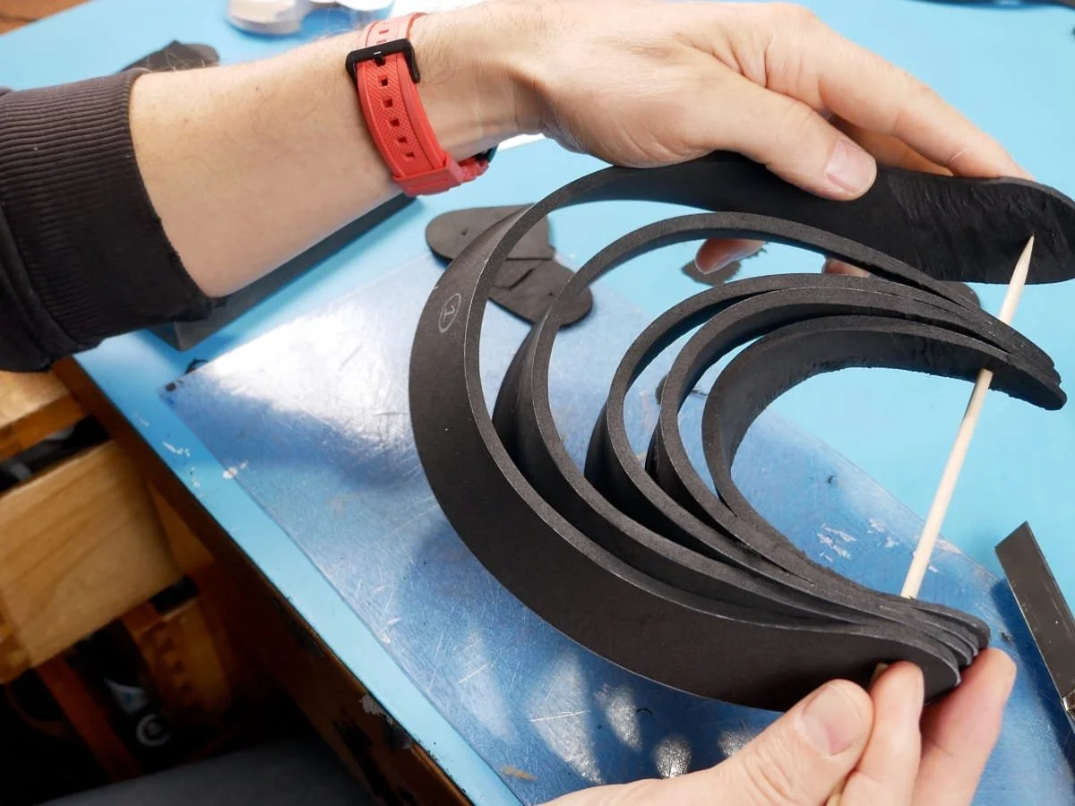 Assembling the bands on a skewer