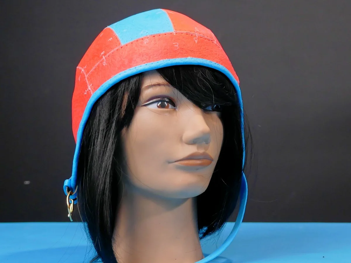 image showing the aviator hat with sewing dimples