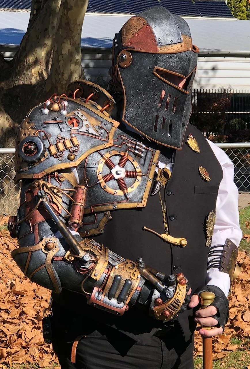 foam knight helmet and steampunk shoulder armor build