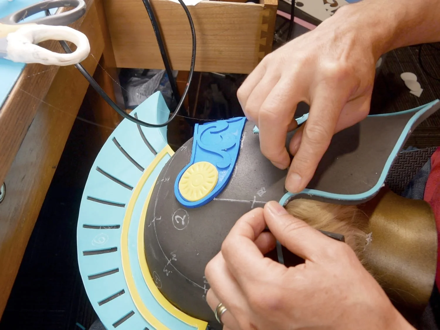 gluing strip around helmet edges