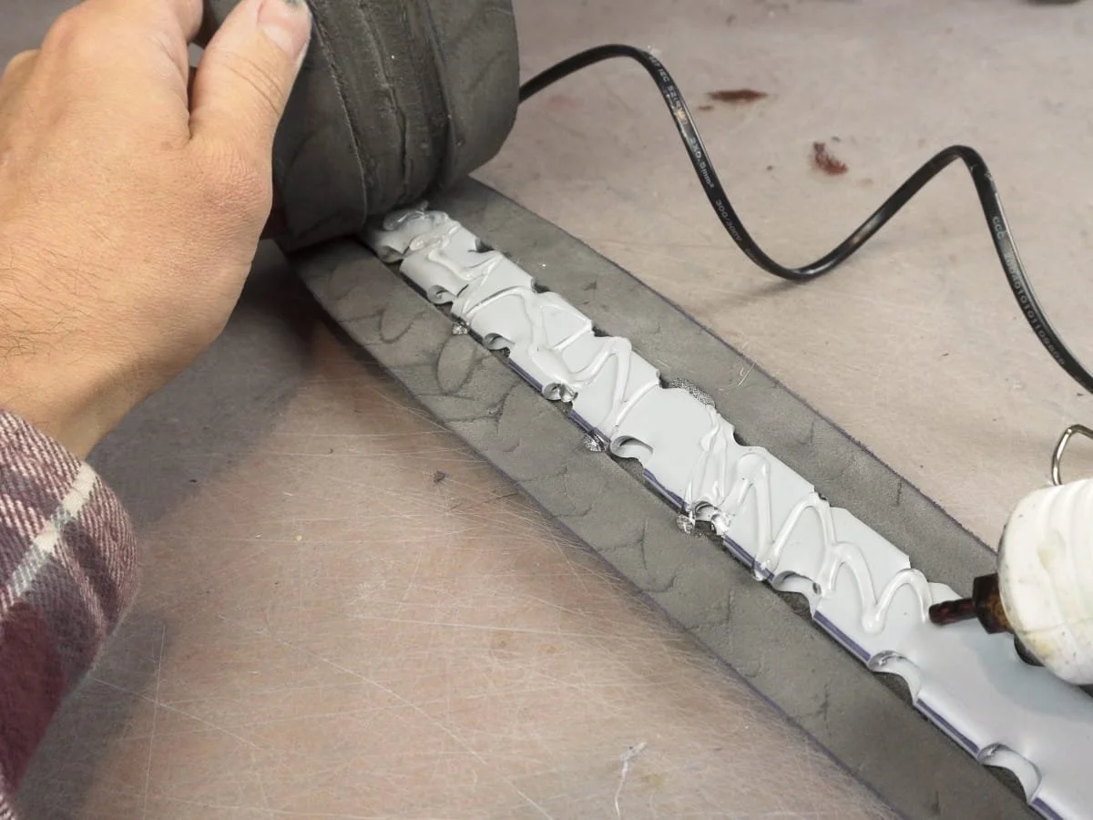 gluing the two blade halves together