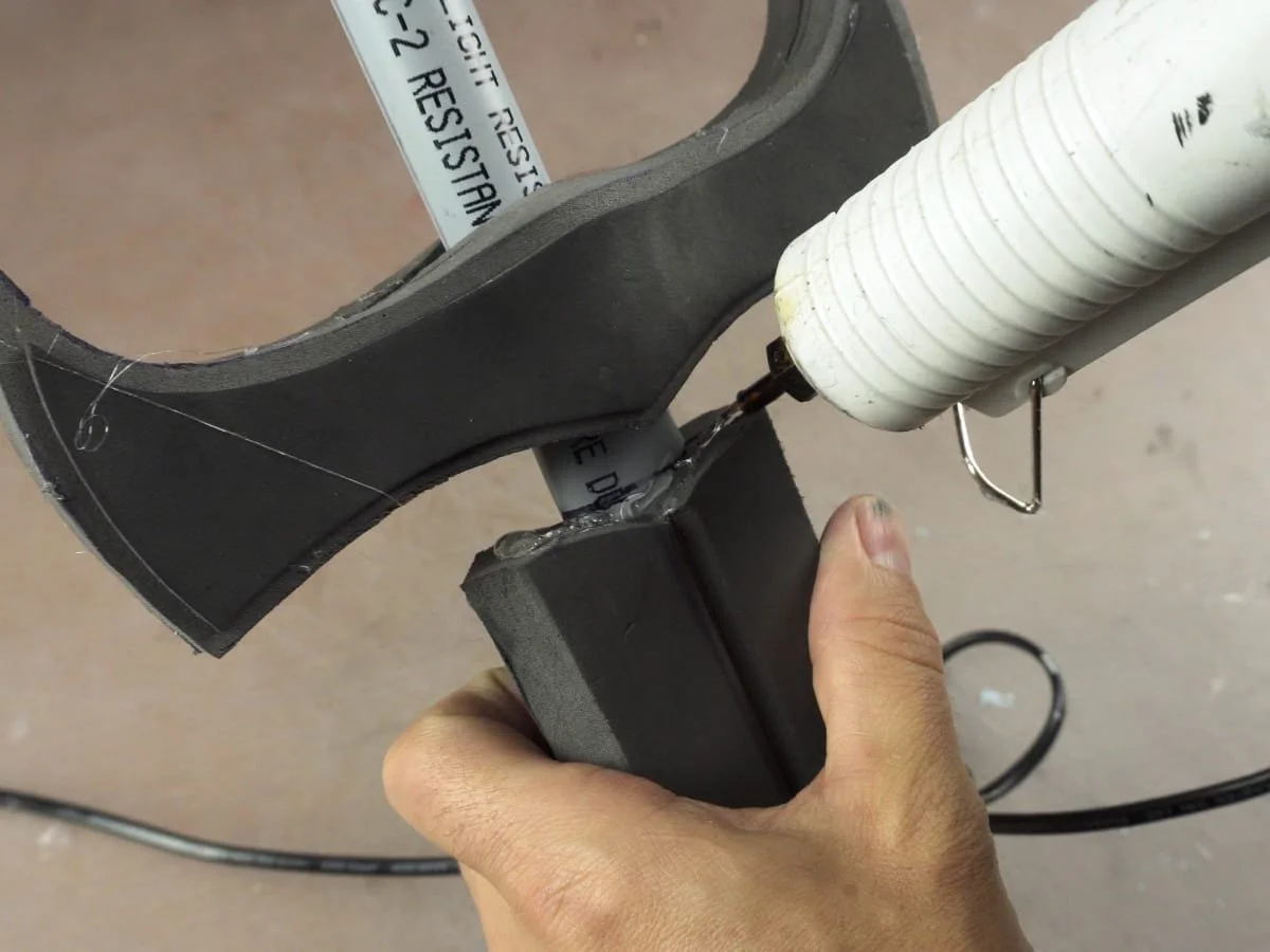 glue the hand guard to the blade