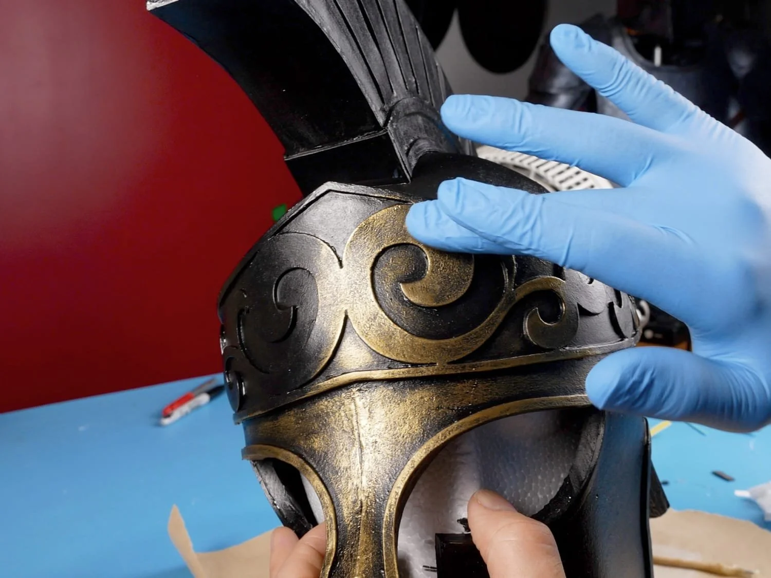 adding metallic paint to the helmet