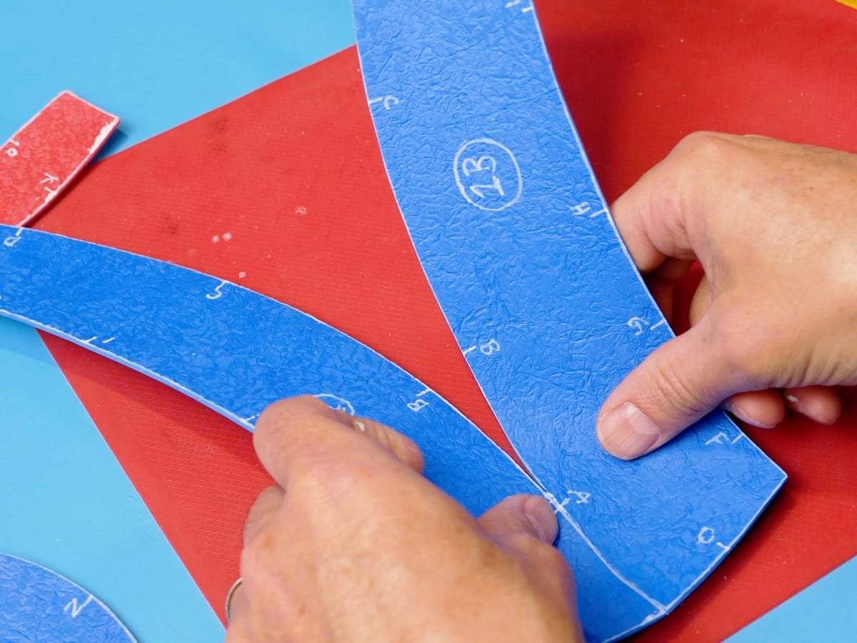 gluing the centre seam together