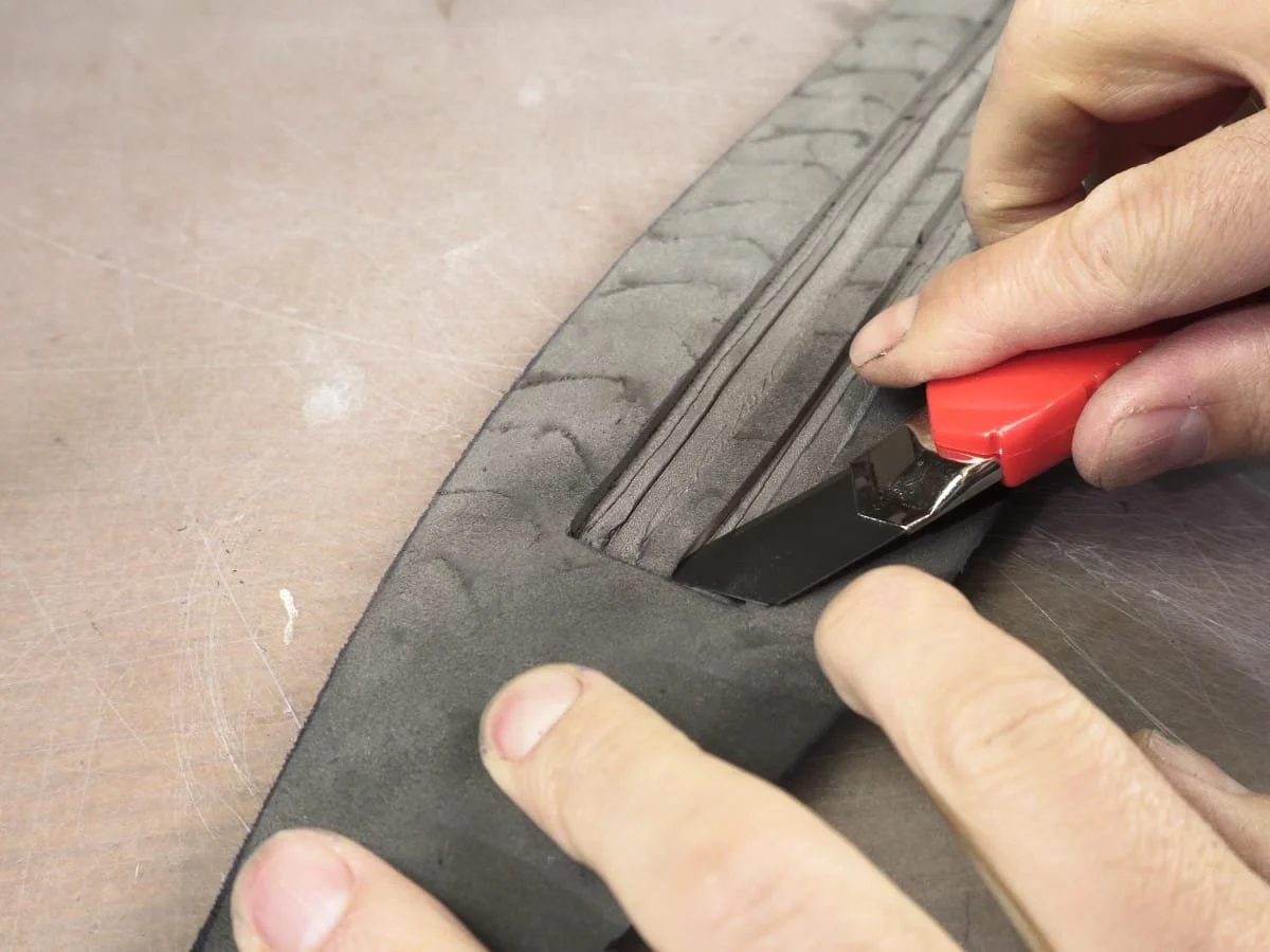 angled cut to get the foam out