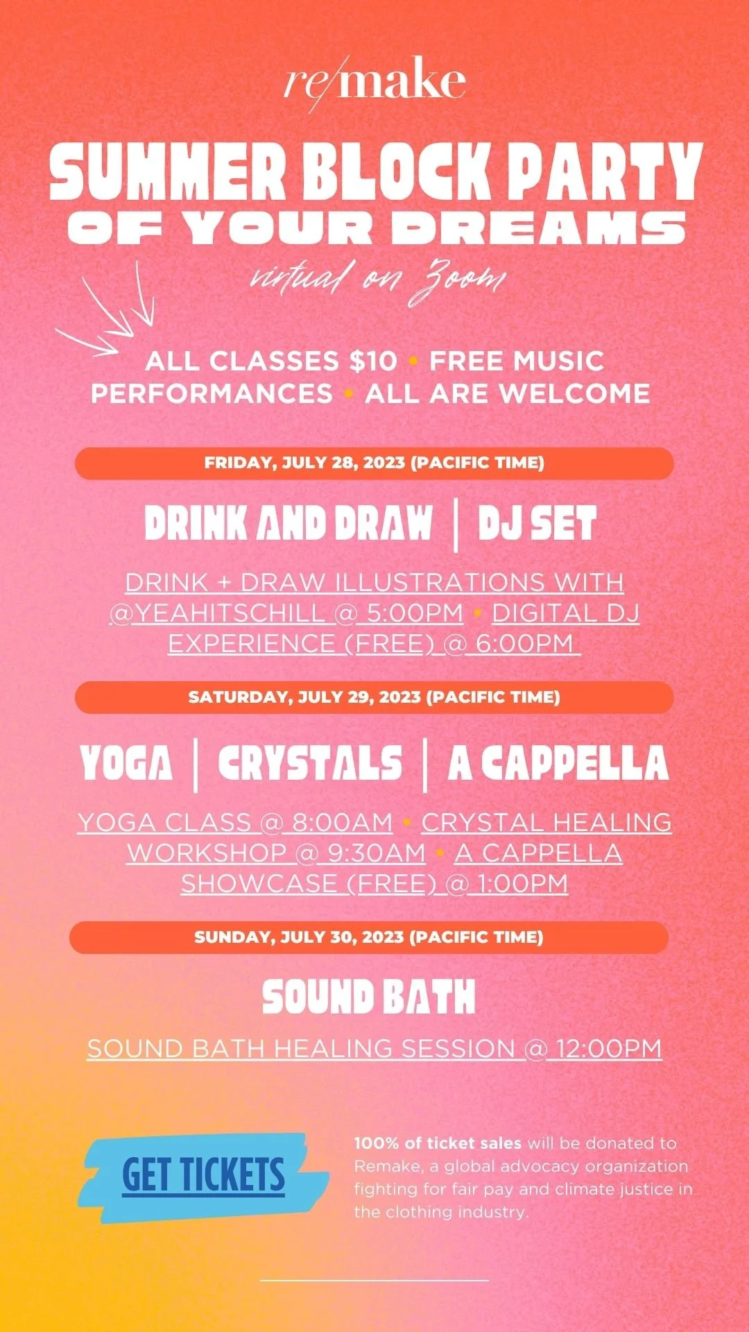 A flier for a 3 day fundraiser event