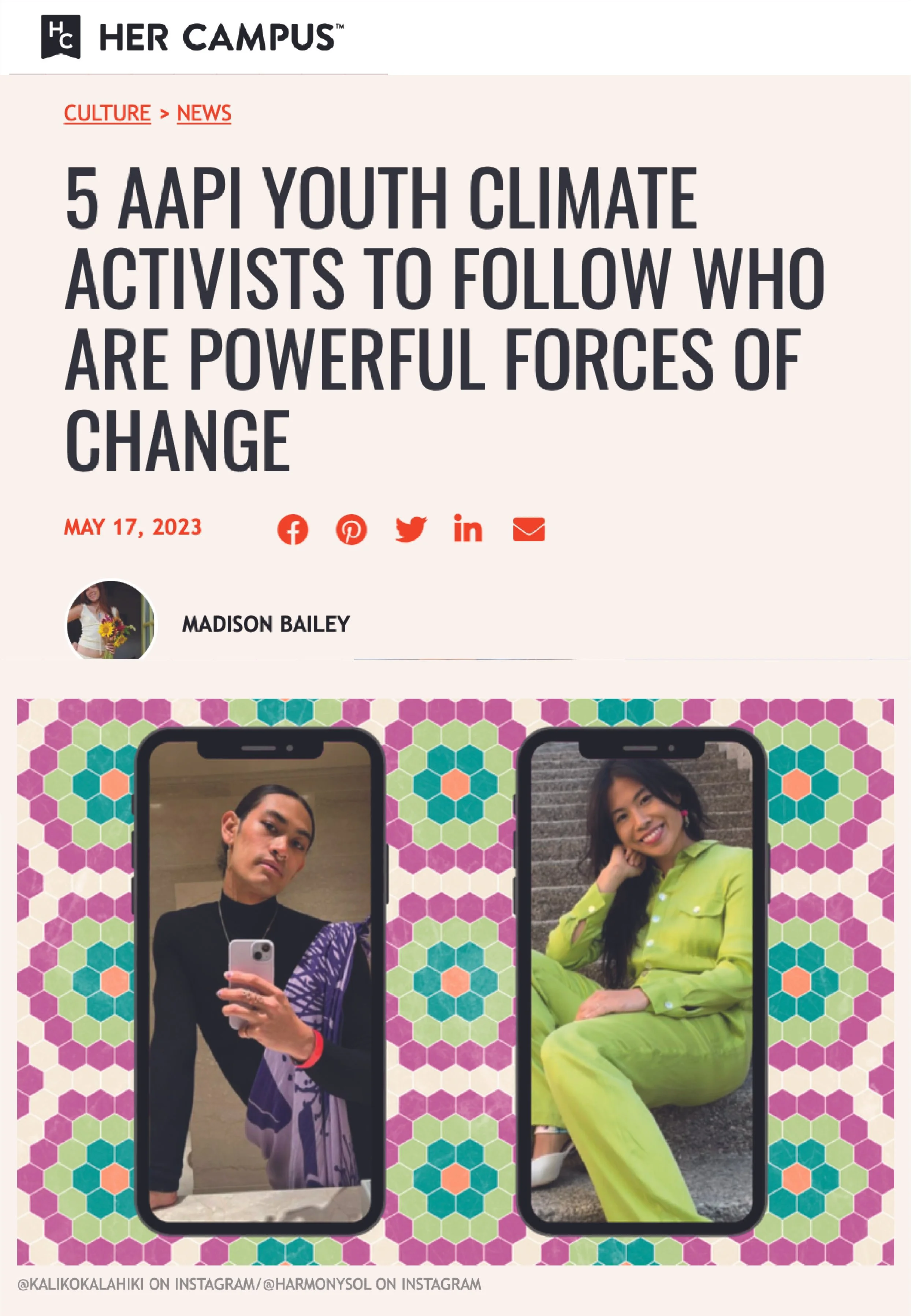 Her Campus: 5 AAPI Youth Climate Activists to Follow Who are Powerful Forces of Change.