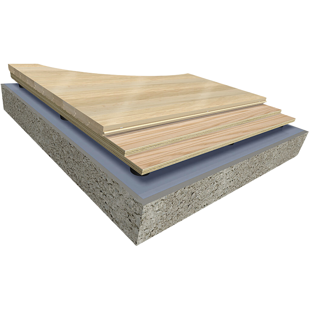 Engineered wood flooring installation. Floating hardwood floor system.