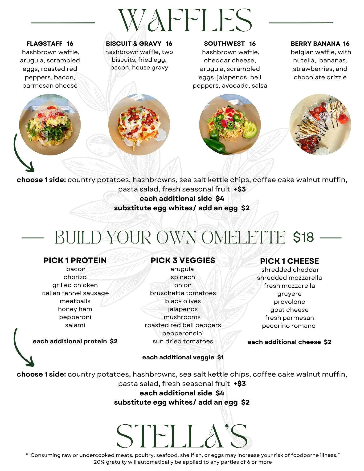 Stella's Scratch Italian Kitchen. Brunch, lunch, dinner. Downtown Flagstaff Arizona Italian Restaurant. Fresh pasta made in house daily. Family sauce recipes over 308 years old. Patio, full bar, fresh pasta, dog friendly, private dining space.