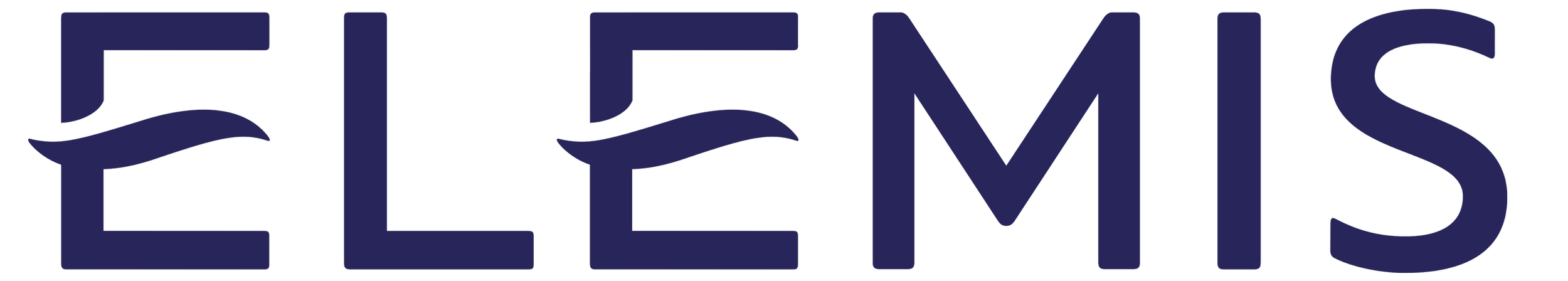 "Elemis" logo in blue text