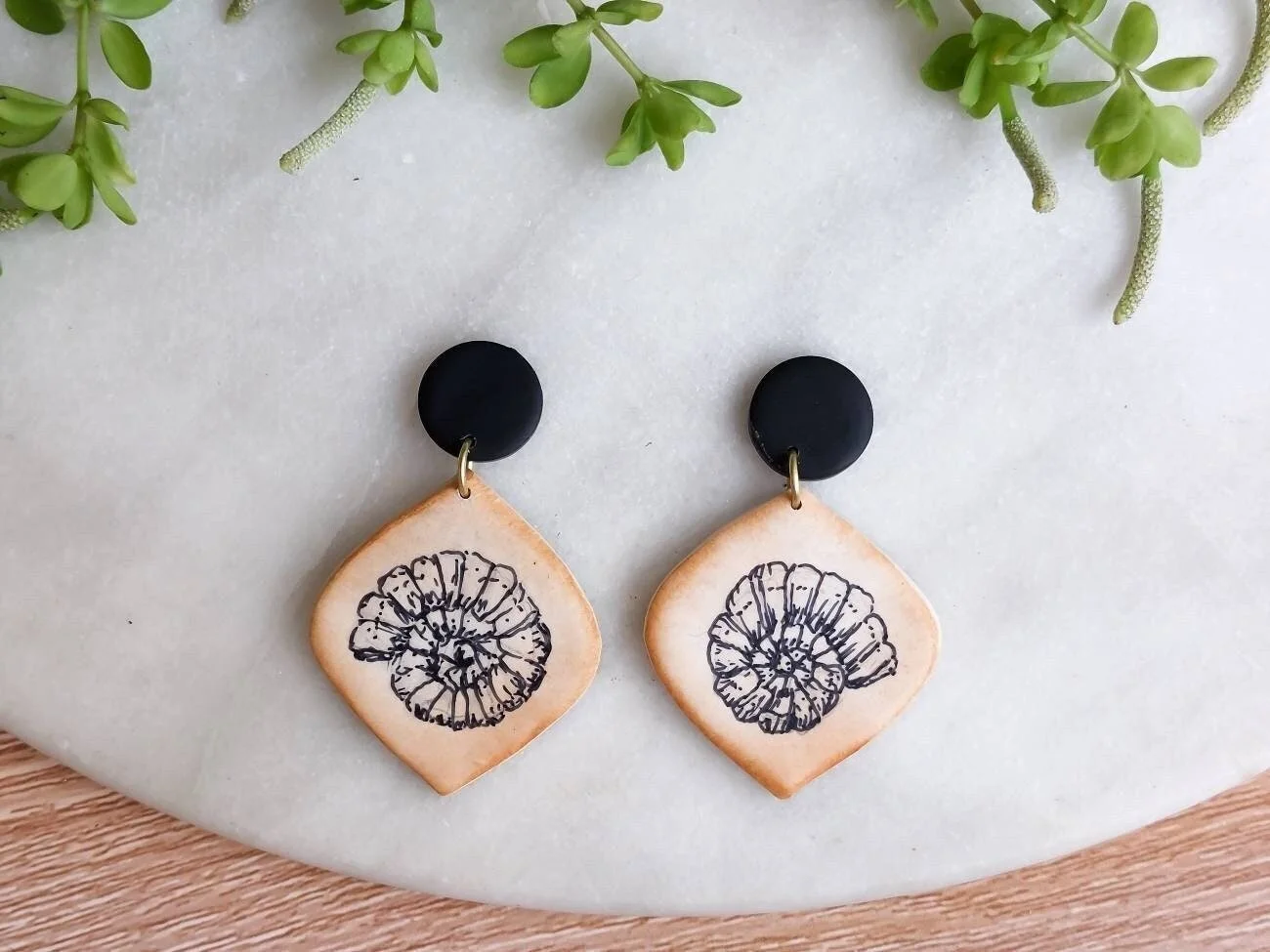 Handcrafted Vintage Inspired Ammonite Fossil Earrings by Woodsmoke and Willow (Copy)