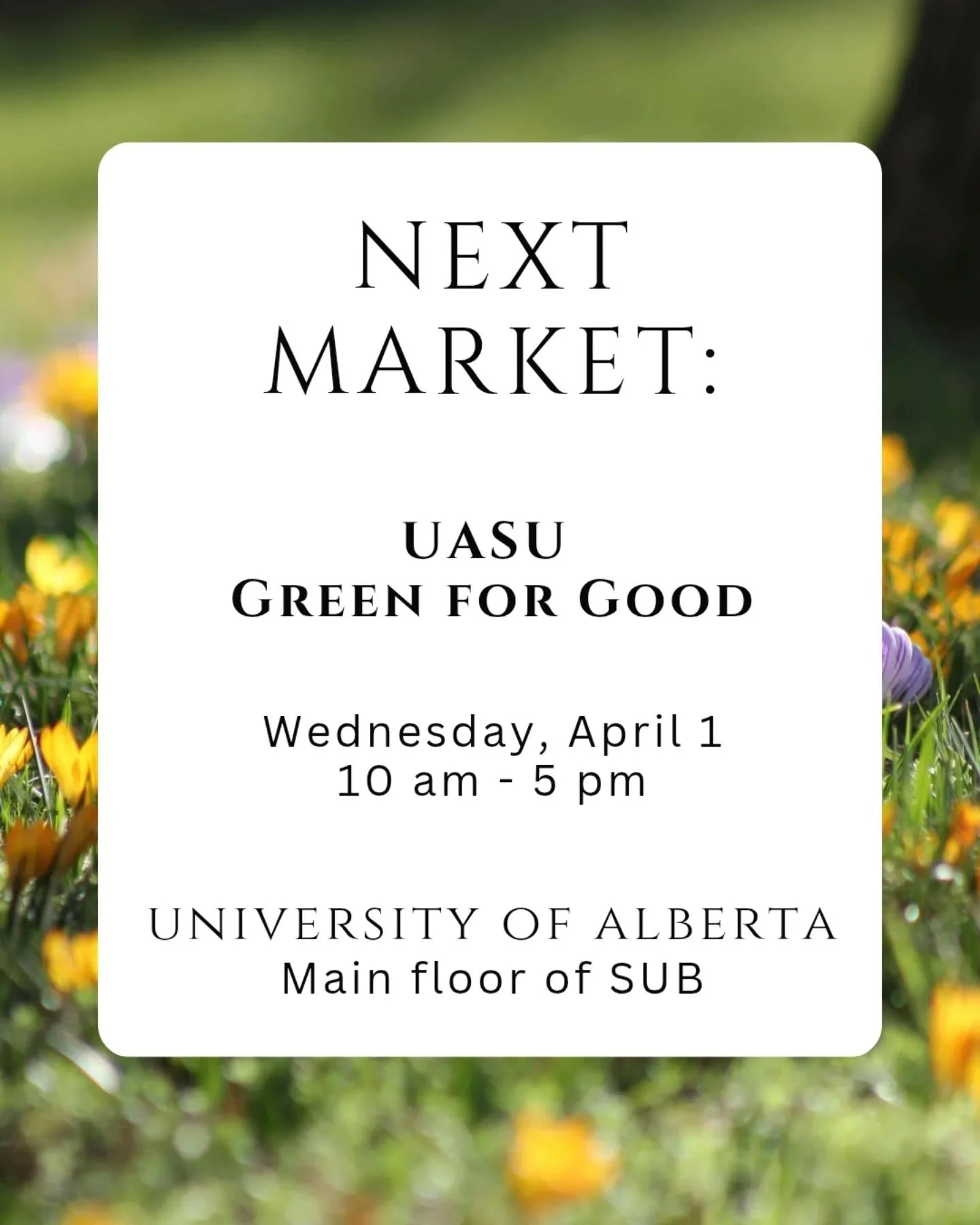 See you tomorrow @ualberta for the last UASU market of this academic year!

@uasugreenmarket