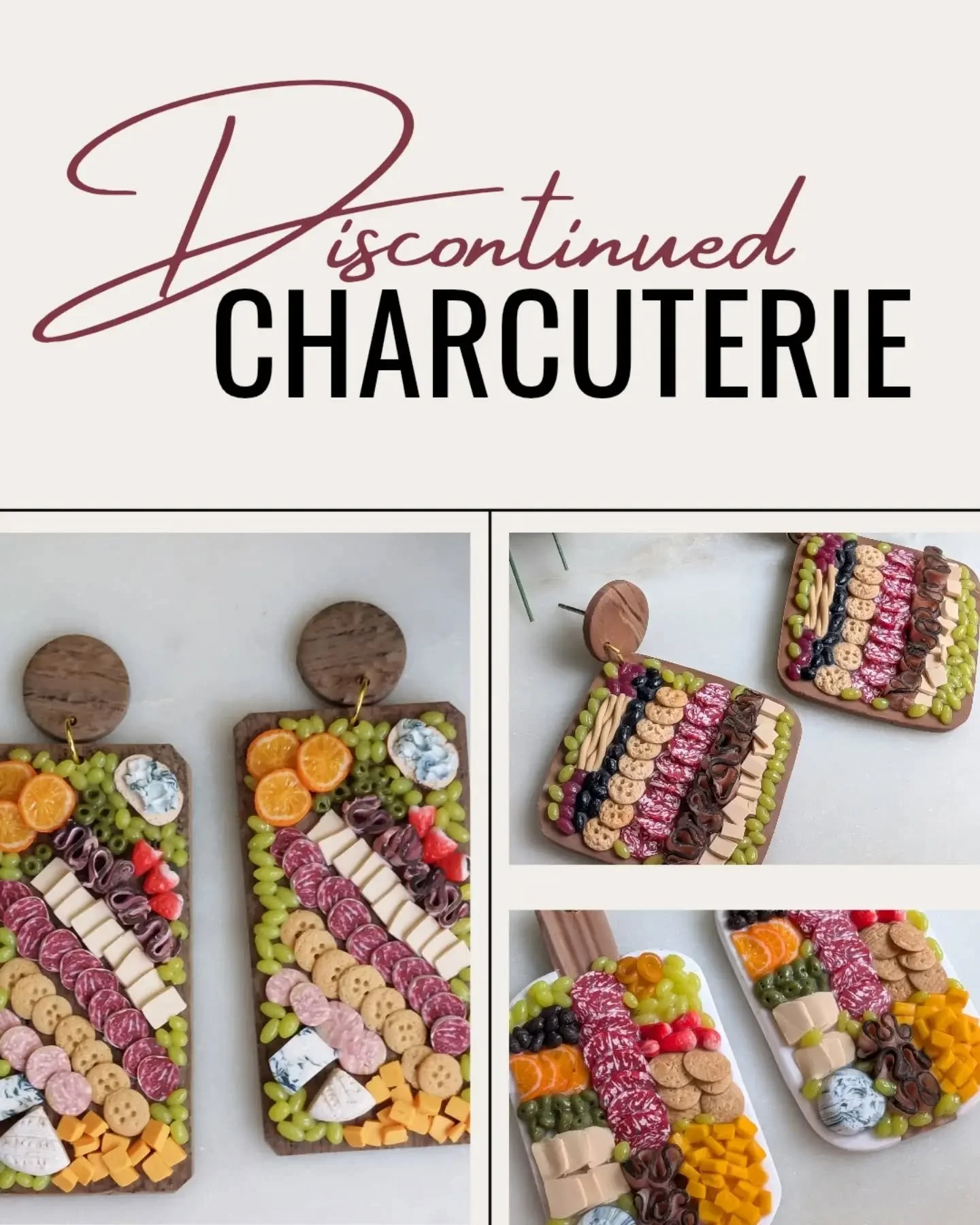 The entire Charcuterie collection is on clearance!  20% off at woodsmokeandwillow.com

I am no longer making these, so this is the last chance to get your miniature platters. 🥩🧀🥖🍇

realistic food jewelry | miniature food | handmade in Canada | sh