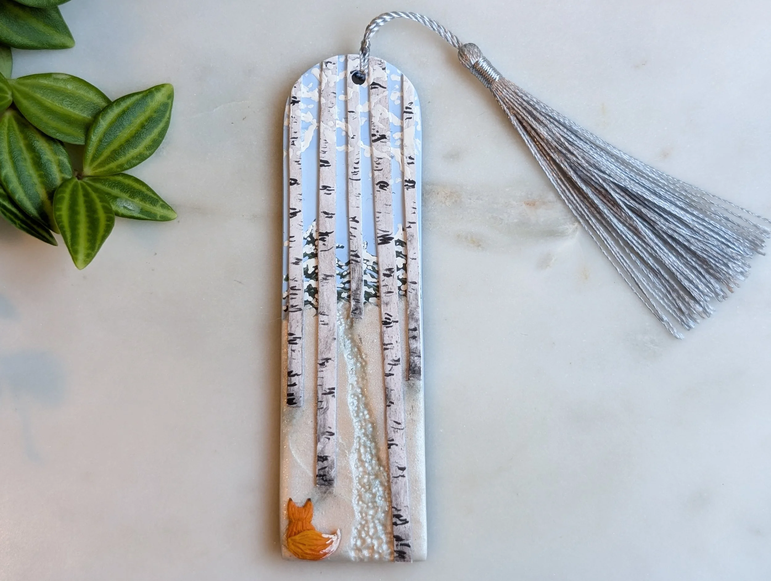 Winter Aspen Forest with Fox Bookmark
