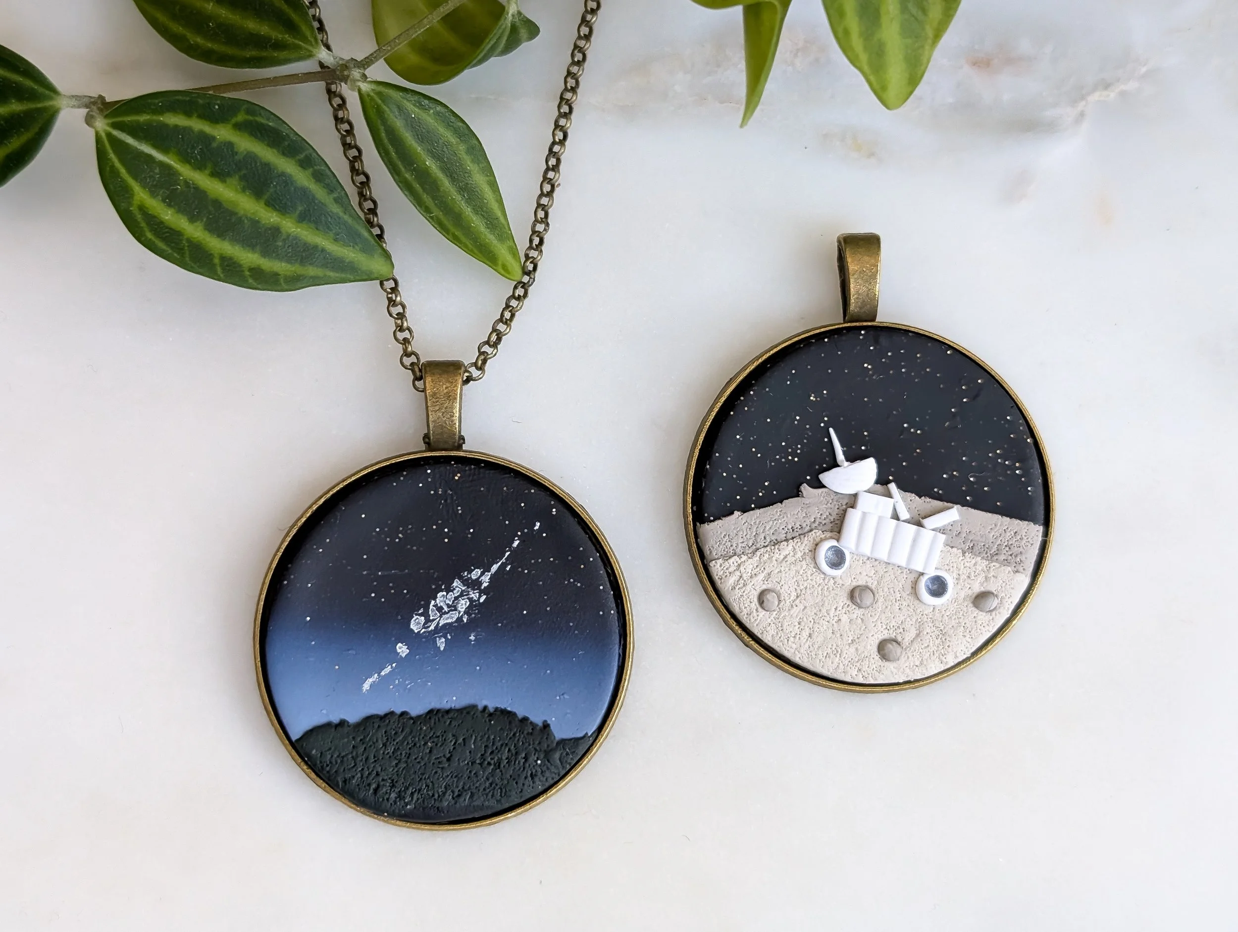 Earth and Moon Pendant Necklace