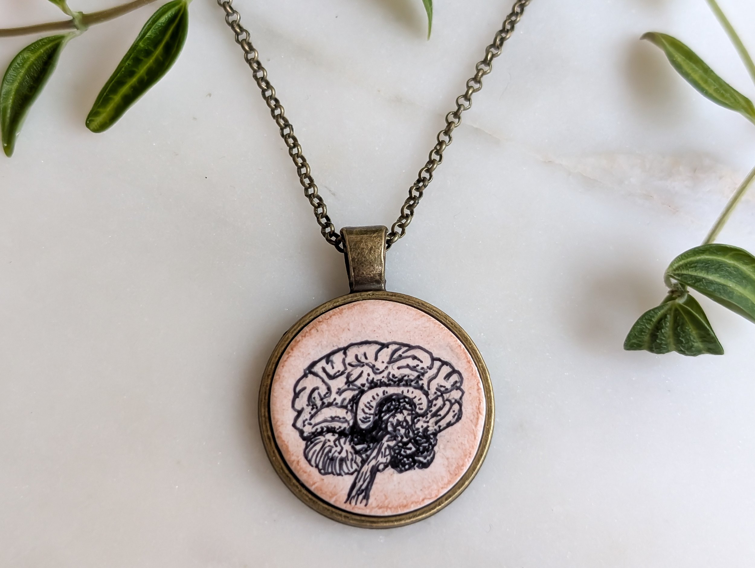 Brain Illustration Pendant Necklace