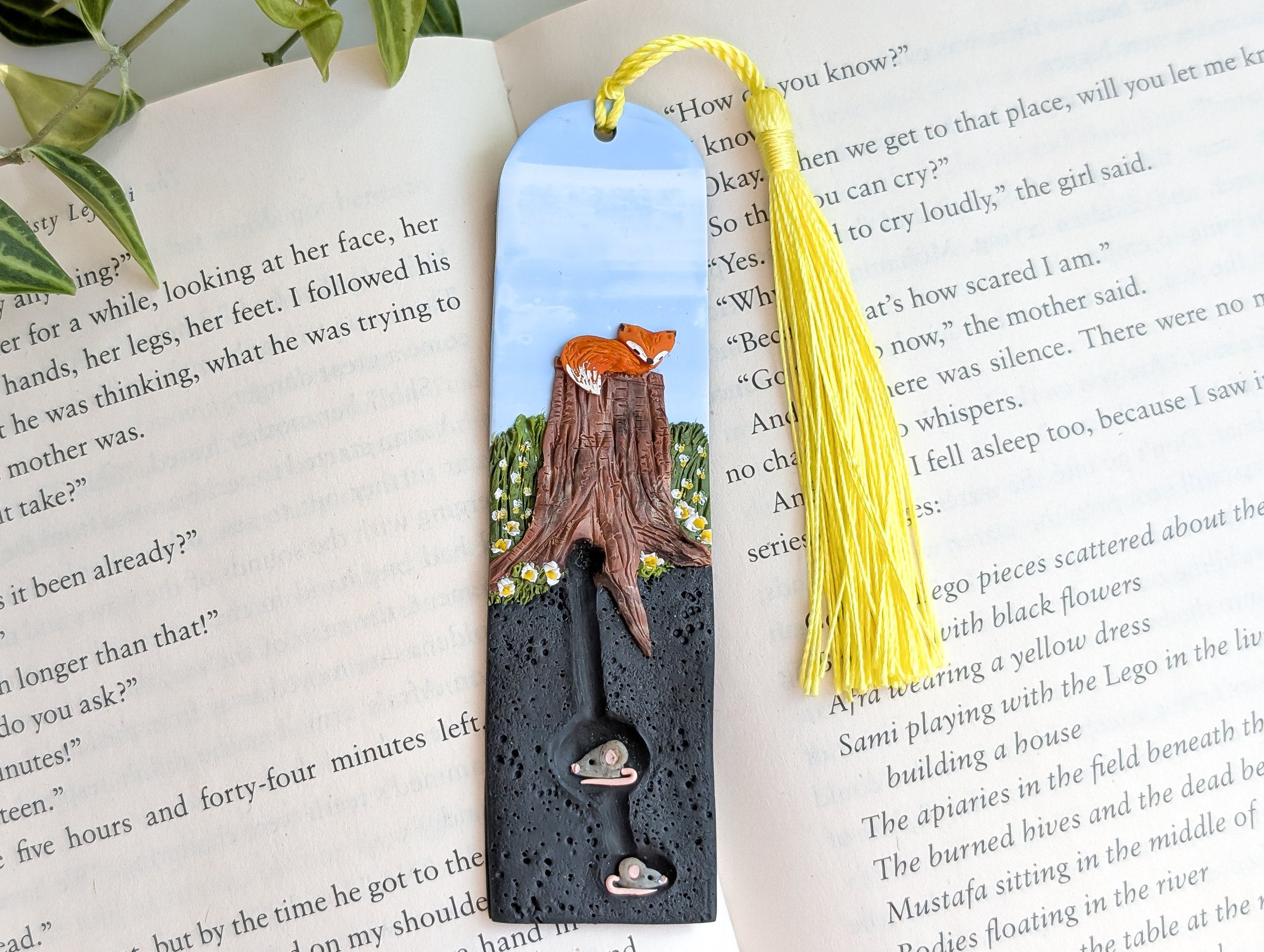 Sleeping Fox on Stump Bookmark