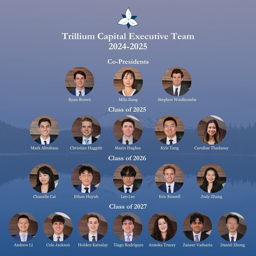 Since our founding, Trillium Capital has brought an unparalleled commitment to excellence in a legacy that will continue with our newest class.

We are pleased to announce our 2024-2025 Executive Team.