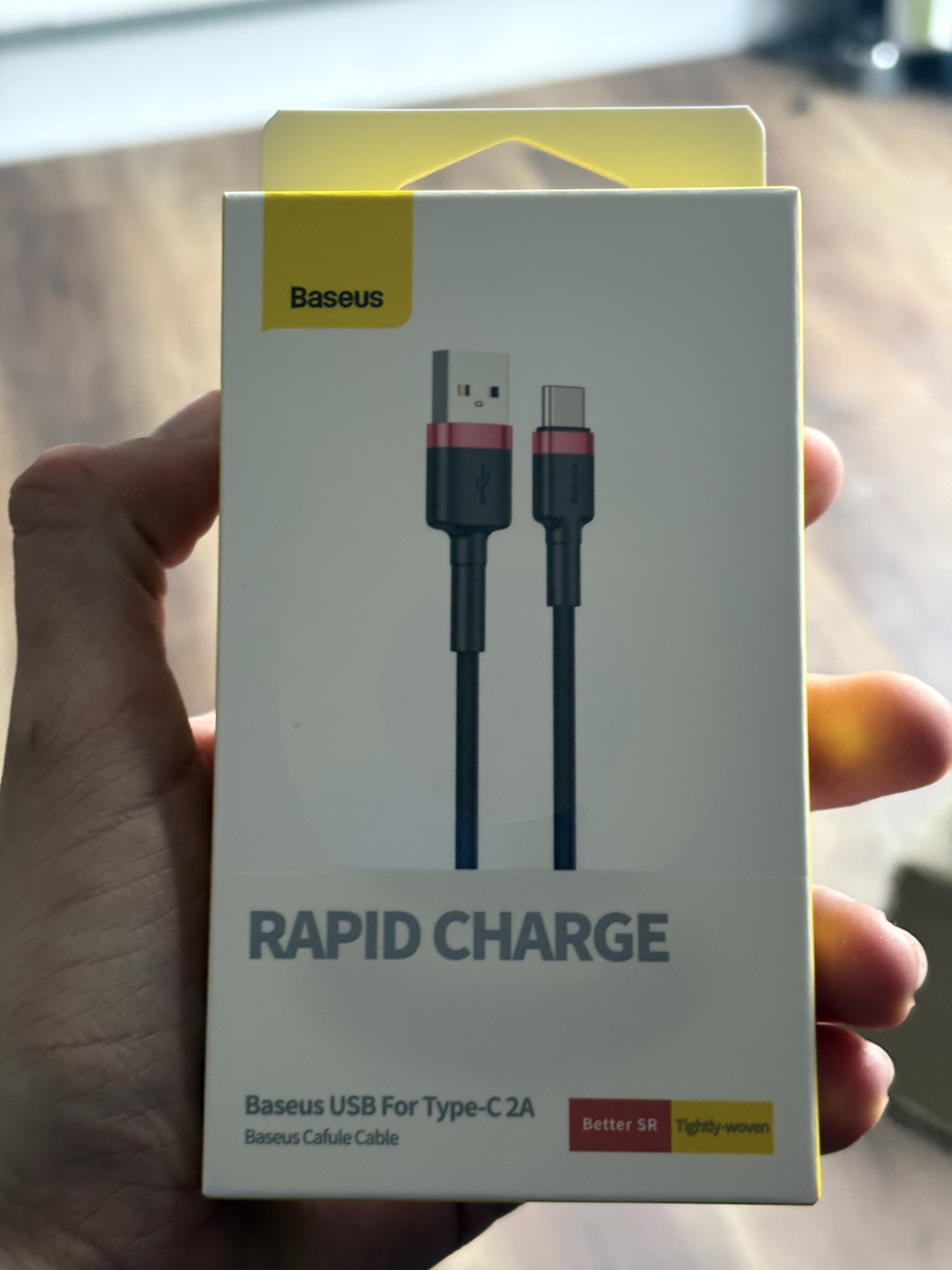Baseus, Cafule, USB to Type-C, Fast Charging Data Cable, 2A, Braided - 3M - Black + Red